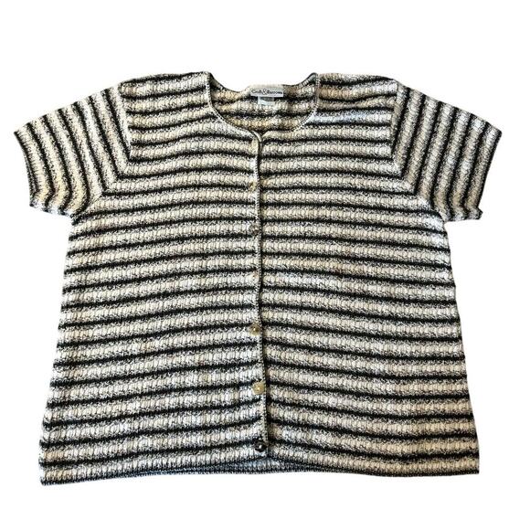 VTG Croft & Barrow Short Sleeve Button-up Grandma Sweater M/L made in USA - Picture 1 of 4